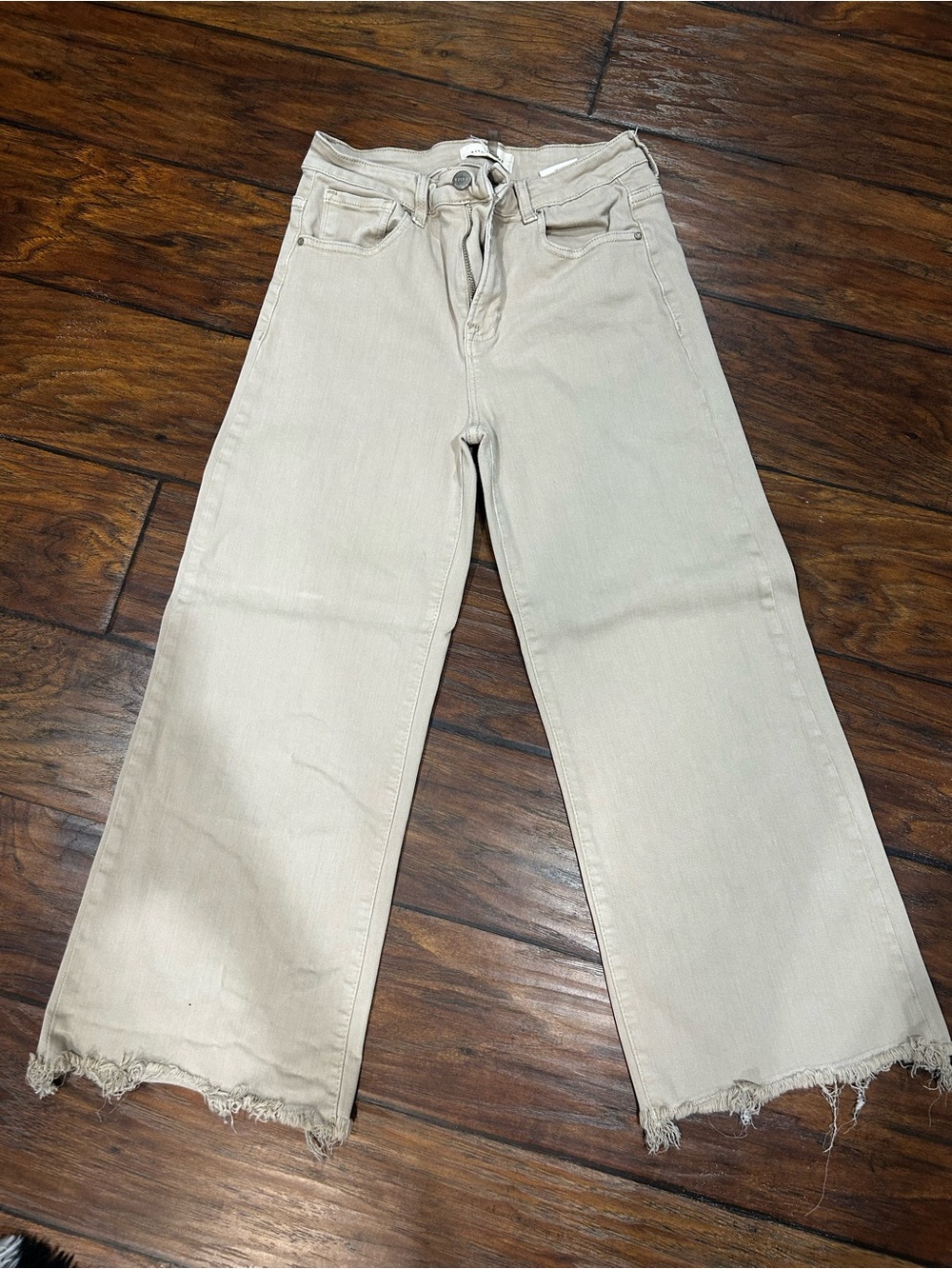 High-Rise Wide Leg Jeans in Light Beige - Women's Flare